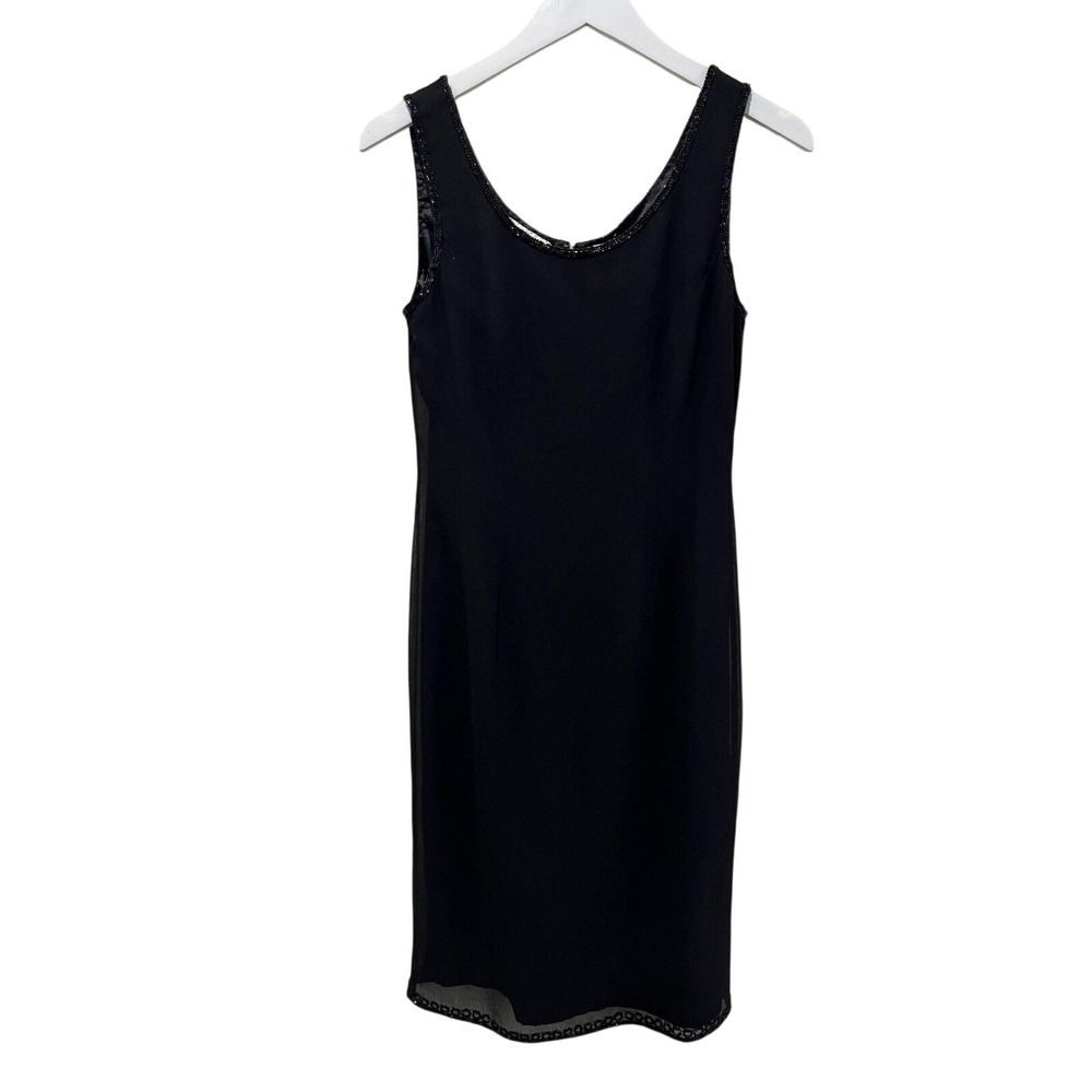 New Vtg‎ SCALA Womens Dress S Black Beaded Sheer Sleeveless Cocktail Classy NYE